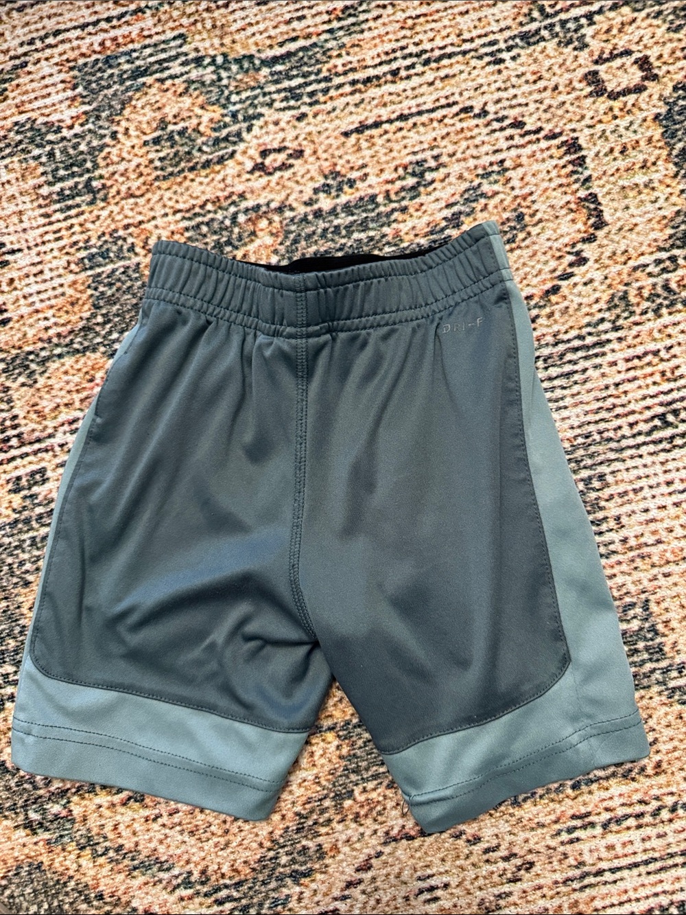 Boys Nike Grey blue Athletic Shorts with Neon Yellow Swoosh - Picture 2 of 3